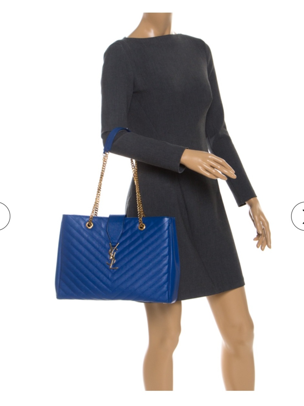 💙Saint Laurent Chevron Quilted Leather Cassandre Tote Bag-RARE Colour💙